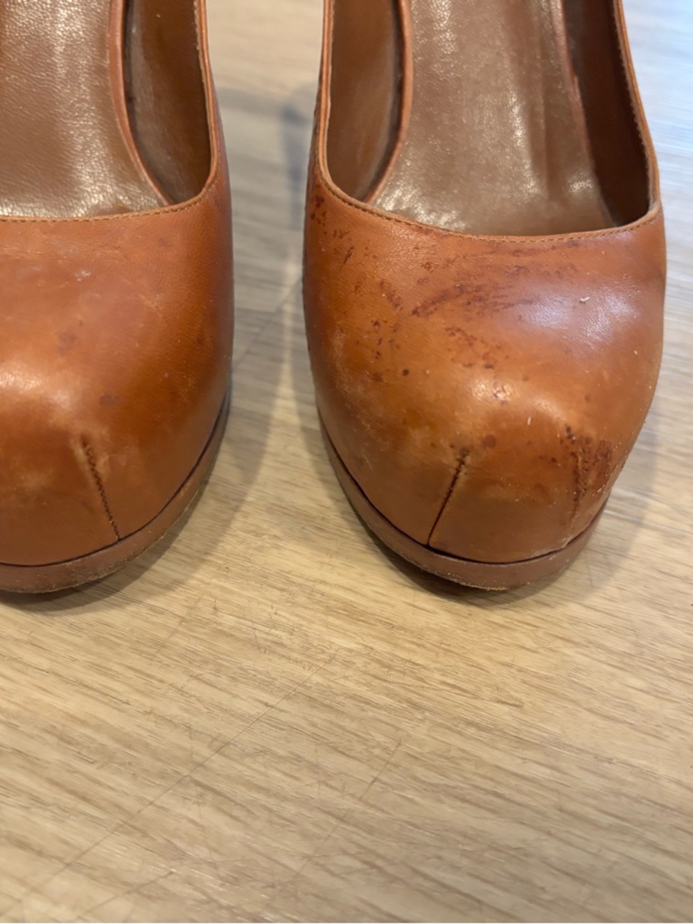 Yves Saint Laurent YSL Tribtoo Platform Heels Pumps Shoes Brown Leather 37  $995 - Picture 4 of 9